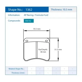 Pagid Racing 1362 RSH42 E1362RSH42 - disegno sagoma 1362