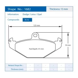 Pagid Racing 1682 RS42 E1682R42 - disegno sagoma 1682