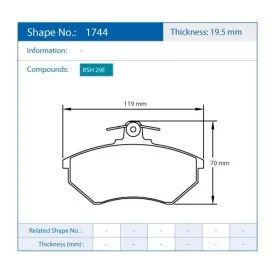 Pagid Racing 1744 RSH29E E1744RSH29 - dibujo forma 1744