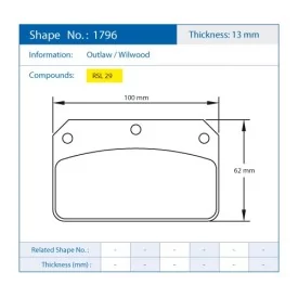 Pagid Racing 1796 RSL29 E1796R29 - dibujo forma 1796