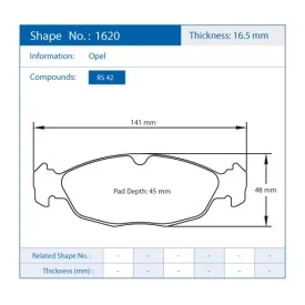Pagid Racing 1620 RS42 E1620R42 - Zeichnung Form 1620