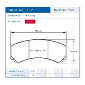 Pagid Racing 2126 RST3 E2126RST3 - Zeichnung Form 2126