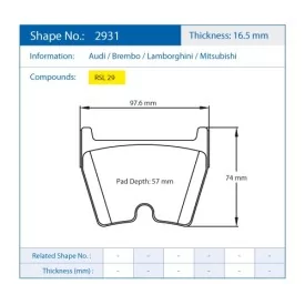 Pagid Racing 2931 RSL29 E2931R29 - Zeichnung Form 2931