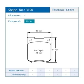 Pagid Racing 3190 RSH42 E3190RSH42 - Zeichnung Form 3190