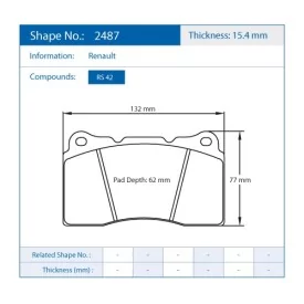 Pagid Racing 2487 RS42 E2487R42 - shape 2487 drawing