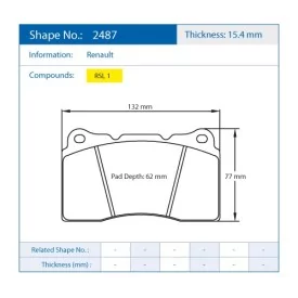 Pagid Racing 2487 RSL1 E2487RSL1 - shape 2487 drawing