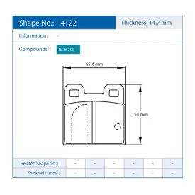 Pagid Racing 4122 RSH29E E4122RSH29E - dessin forme 4122