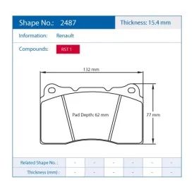 Pagid Racing 2487 RST1 E2487RST1 - dibujo forma 2487