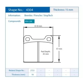 Pagid Racing 4304 RSH29E E4304RSH29E - dibujo forma 4304