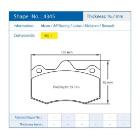 Pagid Racing 4345 RSL1 E4345RSL1 - dibujo forma 4345