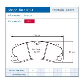 Pagid Racing 4924 RST3 E4924RST3 - disegno sagoma 4924
