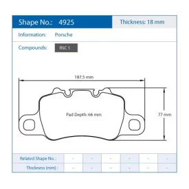 Pagid Racing 4925 RSC1 E4925RSC1 - Zeichnung Form 4925