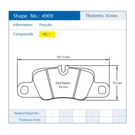 Pagid Racing 4909 RSL1 E4909RSL1 - dibujo forma 4909