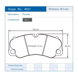 Pagid Racing 4927 RSC1 E4927RSC1 - Zeichnung Form 4927
