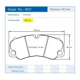 Pagid Racing 4927 RSL29 E4927R29 - Zeichnung Form 4927