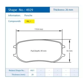 Pagid Racing 4929 RSL1 E4929RSL1 - disegno sagoma 4929