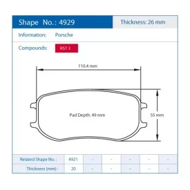 Pagid Racing 4929 RST3 E4929RST3 - Zeichnung Form 4929