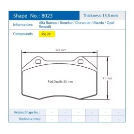 Pagid Racing 8023 RSL29 E8023R29 - Zeichnung Form 8023