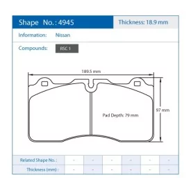 Pagid Racing 4945 RSC1 E4945RSC1 - disegno sagoma 4945