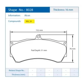 Pagid Racing 8028 RSL29 E8028R29 - Zeichnung Form 8028