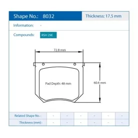 Pagid Racing 8032 RSH29E E8032RSH29E - Zeichnung Form 8032
