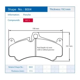 Pagid Racing 8004 RST3 E8004RST3 - dibujo forma 8004