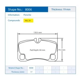 Pagid Racing 8006 RSL29 E8006R29 - Zeichnung Form 8006