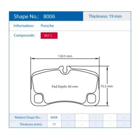 Pagid Racing 8006 RST3 E8006RST3 - Zeichnung Form 8006