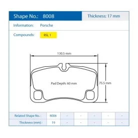 Pagid Racing 8008 RSL1 E8008RSL1 - shape 8008 drawing