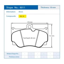 Pagid Racing 8011 RSL29 E8011R29 - Zeichnung Form 8011