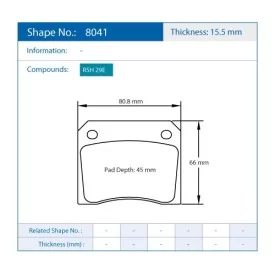 Pagid Racing 8041 RSH29E E8041RSH29E - Zeichnung Form 8041