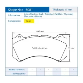 Pagid Racing 8081 RSL29 E8081R29 - shape 8081 drawing