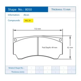 Pagid Racing 8050 RSL29 E8050R29 - shape 8050 drawing