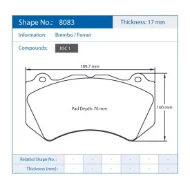 Pagid Racing 8083 RSC1 E8083RSC1 - Zeichnung Form 8083