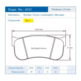 Pagid Racing 8101 RSL1 E8101RSL1 - disegno sagoma 8101