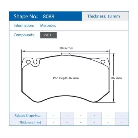 Pagid Racing 8088 RSC1 E8088RSC1 - disegno sagoma 8088