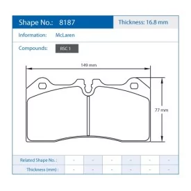 Pagid Racing 8187 RSC1 E8187RSC1 - dibujo forma 8187