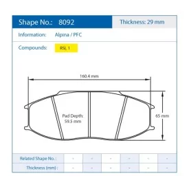 Pagid Racing 8092 RSL1 E8092RSL1 - shape 8092 drawing