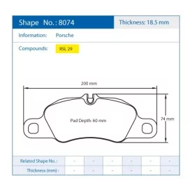 Pagid Racing 8074 RSL29 E8074R29 - Zeichnung Form 8074