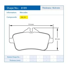 Pagid Racing 8189 RSL29 E8189R29 - Zeichnung Form 8189
