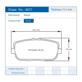 Pagid Racing 8077 RS44 E8077R44 - Zeichnung Form 8077
