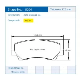 Pagid Racing 8204 RSL29 E8204R29 - dibujo forma 8204