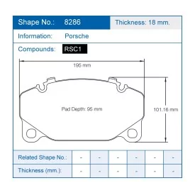 Pagid Racing 8286 RSC1 E8286RSC1 - disegno sagoma 8286