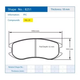 Pagid Racing 8251 RSL29 E8251R29 - disegno sagoma 8251