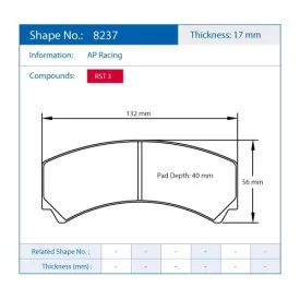 Pagid Racing 8237 RST3 E8237RST3 - Zeichnung Form 8237