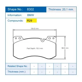 Pagid Racing 8302 RSL29 E8302R29 - Zeichnung Form 8302