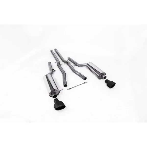 Escape cat-back Milltek SSXAU211 para Audi RS6 C5 V8 Bi-Turbo Saloon & Avant, colas ovaladas negras - detalle