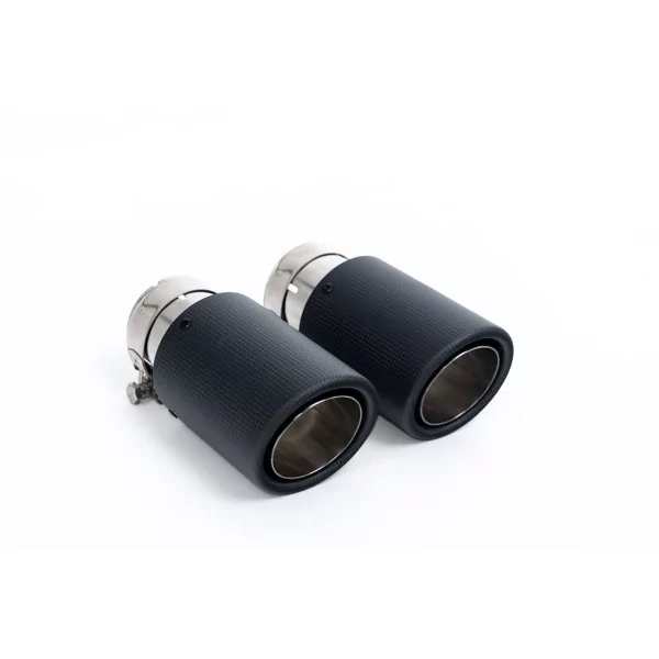 Milltek SSXBM1076 cat-back exhaust for BMW 3 Series F30 320i M Sport Saloon, carbon Jet-90 tips - detail