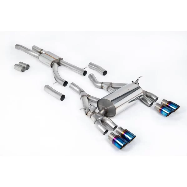 Scarico cat-back Milltek SSXBM1150 per BMW, terminali GT-90 in titanio bruciato