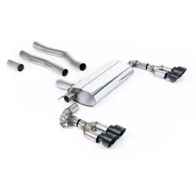 Escape después del filtro de partículas Milltek SSXBM1249 para BMW 1 Series 128ti 5 Door, colas GT-100 negras